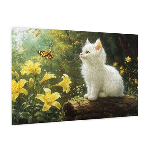 Katze Puzzle 2000 Teile Erwachsene Puzzle Blume Muster Design mit Geschenkbox-Verpackung als Geschenk für Frauen, Anspruchsvolle Familienaktivität für Anfänger, Zimmer Deko 99 x 70 cm -2096y von Zyupwjyy