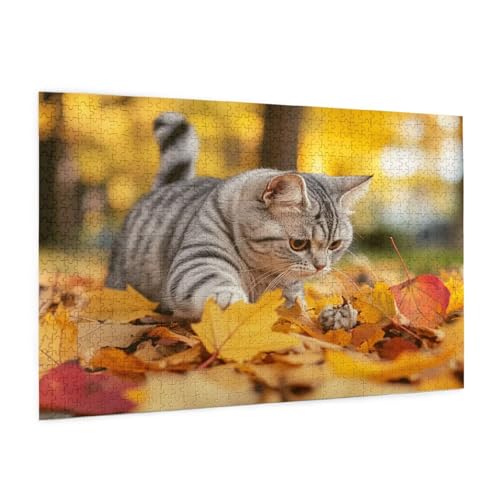 Katze Puzzle 2000 Teile Erwachsene Puzzle Fallen Muster Design mit Geschenkbox-Verpackung als Geschenk für Frauen, Anspruchsvolle Familienaktivität für Anfänger, Zimmer Deko 99 x 70 cm -2120y von Zyupwjyy