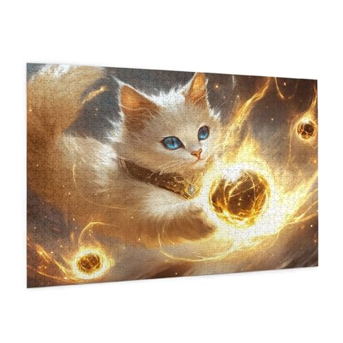 Katze Puzzle 2000 Teile Erwachsene Puzzle Fantastisch Muster Design mit Geschenkbox-Verpackung als Geschenk für Frauen, Anspruchsvolle Familienaktivität für Anfänger, Zimmer Deko 99 x 70 cm -2114y von Zyupwjyy