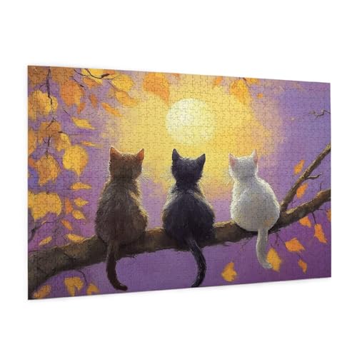 Katze Puzzle 2000 Teile Erwachsene Puzzle Mond Muster Design mit Geschenkbox-Verpackung als Geschenk für Frauen, Anspruchsvolle Familienaktivität für Erwachsene Anfänger,Zimmer Deko 99 x 70 cm -2131y von Zyupwjyy