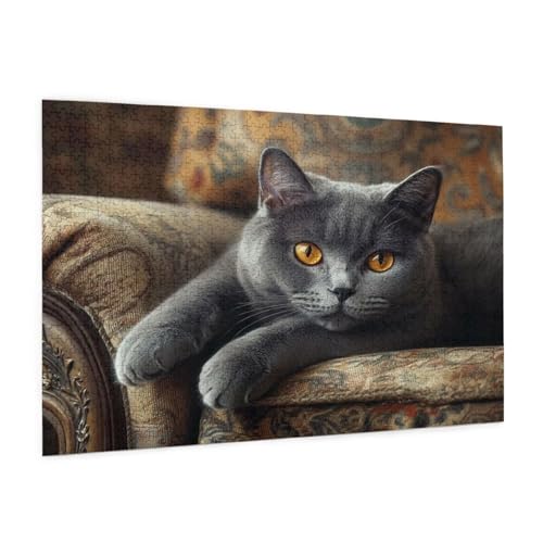 Katze Puzzle 2000 Teile Erwachsene Puzzle Schwarz Muster Design mit Geschenkbox-Verpackung als Geschenk für Frauen, Anspruchsvolle Familienaktivität für Anfänger, Zimmer Deko 99 x 70 cm -2093y von Zyupwjyy