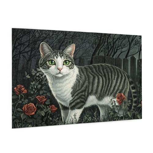 Katze Puzzle 2000 Teile Erwachsene Puzzle Wald Muster Design mit Geschenkbox-Verpackung als Geschenk für Frauen, Anspruchsvolle Familienaktivität für Erwachsene Anfänger,Zimmer Deko 99 x 70 cm -2122y von Zyupwjyy