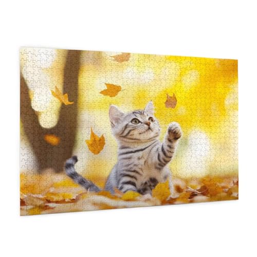 Katze Puzzle 2000 Teile Erwachsene Puzzle Wald Muster Design mit Geschenkbox-Verpackung als Geschenk für Frauen, Anspruchsvolle Familienaktivität für Erwachsene Anfänger,Zimmer Deko 99 x 70 cm -2123y von Zyupwjyy