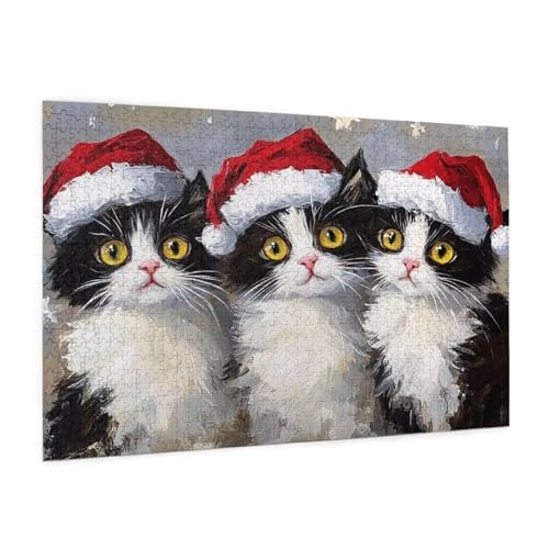 Katze Puzzle 2000 Teile Erwachsene Puzzle Weihnachten Muster Design mit Geschenkbox-Verpackung als Geschenk für Frauen, Anspruchsvolle Familienaktivität für Anfänger, Zimmer Deko 99 x 70 cm -2124y von Zyupwjyy
