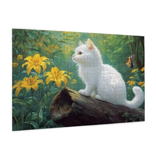 Katze Puzzle 300 Teile Erwachsene Puzzle Blume Muster Design mit Geschenkbox-Verpackung als Geschenk für Frauen, Anspruchsvolle Familienaktivität für Erwachsene Anfänger, Zimmer Deko 40 x 28 cm -891y von Zyupwjyy