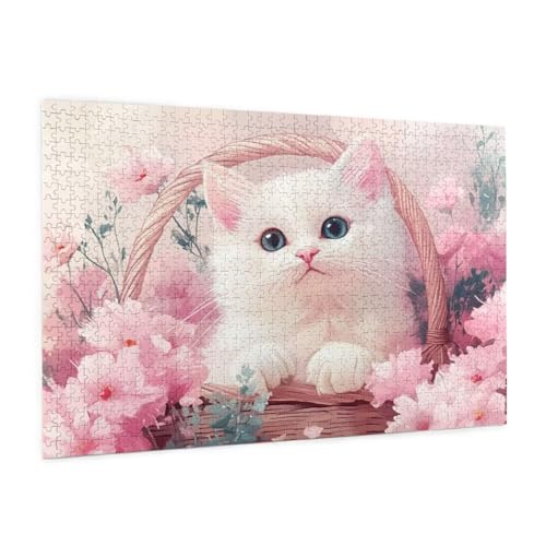Katze Puzzle 300 Teile Erwachsene Puzzle Blume Muster Design mit Geschenkbox-Verpackung als Geschenk für Frauen, Anspruchsvolle Familienaktivität für Erwachsene Anfänger,Zimmer Deko 40 x 28 cm -2106y von Zyupwjyy