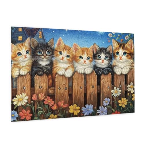 Katze Puzzle 300 Teile Erwachsene Puzzle Blume Muster Design mit Geschenkbox-Verpackung als Geschenk für Frauen, Anspruchsvolle Familienaktivität für Erwachsene Anfänger,Zimmer Deko 40 x 28 cm -2107y von Zyupwjyy