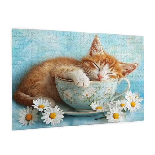 Katze Puzzle 300 Teile Erwachsene Puzzle Blume Muster Design mit Geschenkbox-Verpackung als Geschenk für Frauen, Anspruchsvolle Familienaktivität für Erwachsene Anfänger,Zimmer Deko 40 x 28 cm -2098y von Zyupwjyy