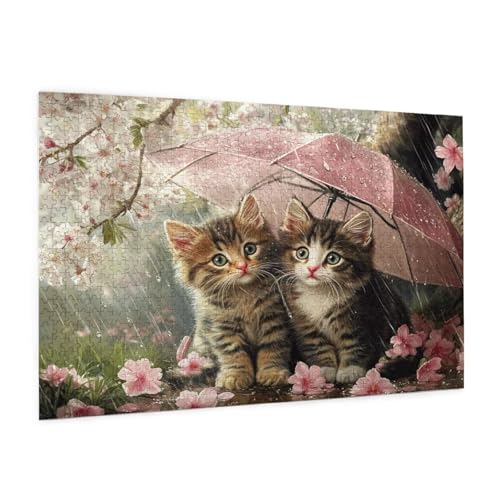 Katze Puzzle 300 Teile Erwachsene Puzzle Blume Muster Design mit Geschenkbox-Verpackung als Geschenk für Frauen, Anspruchsvolle Familienaktivität für Erwachsene Anfänger,Zimmer Deko 40 x 28 cm -2099y von Zyupwjyy