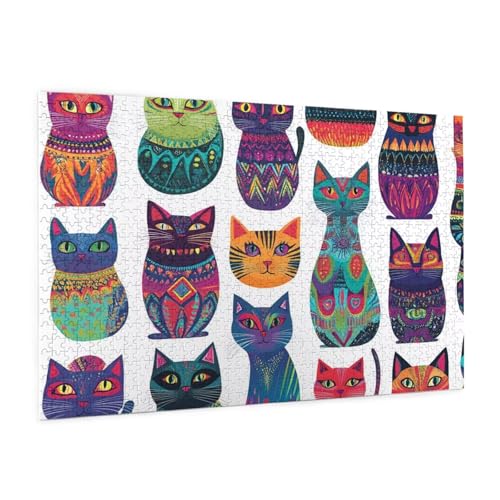 Katze Puzzle 300 Teile Erwachsene Puzzle Farbe Muster Design mit Geschenkbox-Verpackung als Geschenk für Frauen, Anspruchsvolle Familienaktivität für Erwachsene Anfänger, Zimmer Deko 40 x 28 cm -865y Katze Puzzle 300 Teile Erwachsene Puzzle Farbe Muster Design mit Geschenkbox-Verpackung als Geschenk für Frauen, Anspruchsvolle Familienaktivität für Erwachsene Anfänger, Zimmer Deko 40 x 28 cm -865y von Zyupwjyy