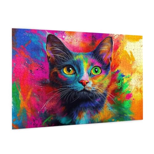 Katze Puzzle 300 Teile Erwachsene Puzzle Farbe Muster Design mit Geschenkbox-Verpackung als Geschenk für Frauen, Anspruchsvolle Familienaktivität für Erwachsene Anfänger,Zimmer Deko 40 x 28 cm -2075y von Zyupwjyy