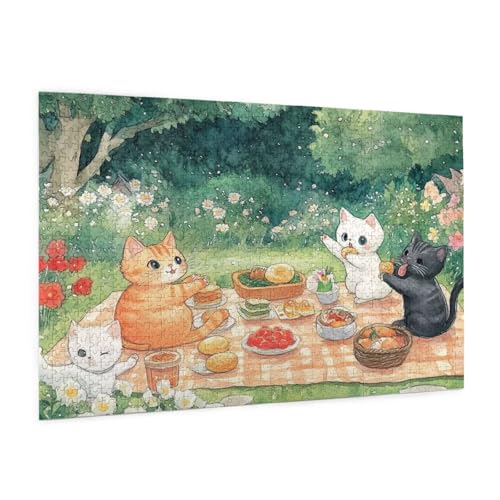 Katze Puzzle 300 Teile Erwachsene Puzzle Glücklich Muster Design mit Geschenkbox-Verpackung als Geschenk für Frauen, Anspruchsvolle Familienaktivität für Anfänger, Zimmer Deko 40 x 28 cm -899y von Zyupwjyy