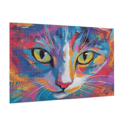 Katze Puzzle 5000 Teile Erwachsene Puzzle Farbe Muster Design mit Geschenkbox-Verpackung als Geschenk für Frauen, Anspruchsvolle Familienaktivität für Anfänger, Zimmer Deko 105 x 156 cm -863y von Zyupwjyy