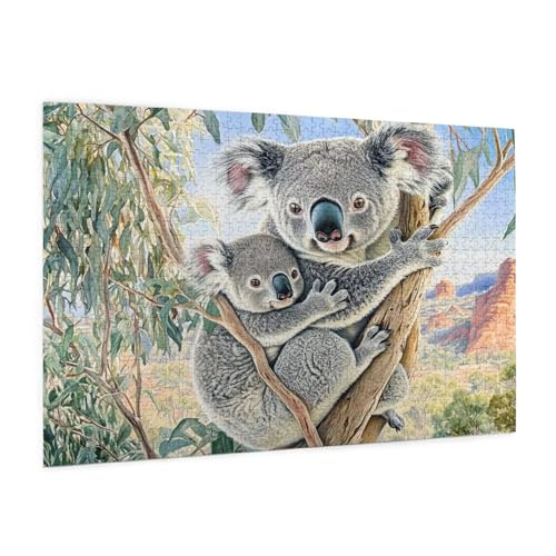 Koala Puzzle 300 Teile Erwachsene Puzzle Tier Muster Design mit Geschenkbox-Verpackung als Geschenk für Frauen, Anspruchsvolle Familienaktivität für Erwachsene Anfänger, Zimmer Deko 40 x 28 cm -1981y von Zyupwjyy