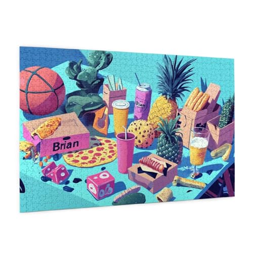 Küche Puzzle 1000 Teile Erwachsene Puzzle Leckeres Essen Muster Design mit Geschenkbox-Verpackung als Geschenk für Frauen, Anspruchsvolle Familienaktivität für Anfänger, Zimmer Deko 75 x 50 cm -62y von Zyupwjyy