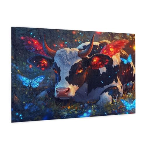 Kuh Puzzle 2000 Teile Erwachsene Puzzle Tier Muster Design mit Geschenkbox-Verpackung als Geschenk für Frauen, Anspruchsvolle Familienaktivität für Erwachsene Anfänger, Zimmer Deko 99 x 70 cm -2171y von Zyupwjyy