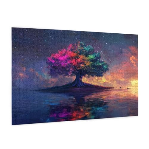 Landschaft Puzzle 1000 Teile Erwachsene Puzzle Baum Muster Design mit Geschenkbox-Verpackung als Geschenk für Frauen, Anspruchsvolle Familienaktivität für Anfänger, Zimmer Deko 75 x 50 cm -1942y von Zyupwjyy