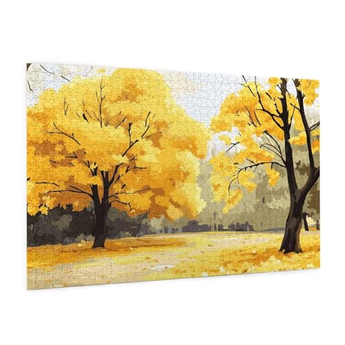 Landschaft Puzzle 1000 Teile Erwachsene Puzzle Baum Muster Design mit Geschenkbox-Verpackung als Geschenk für Frauen, Anspruchsvolle Familienaktivität für Anfänger, Zimmer Deko 75 x 50 cm -1946y von Zyupwjyy