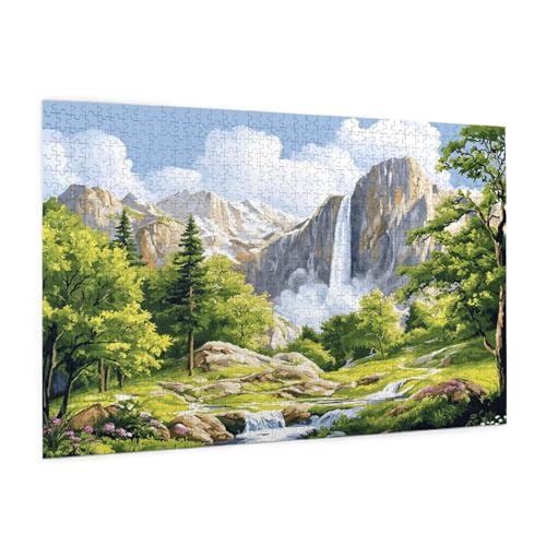 Landschaft Puzzle 1000 Teile Erwachsene Puzzle Berg Muster Design mit Geschenkbox-Verpackung als Geschenk für Frauen, Anspruchsvolle Familienaktivität für Anfänger, Zimmer Deko 75 x 50 cm -1936y von Zyupwjyy