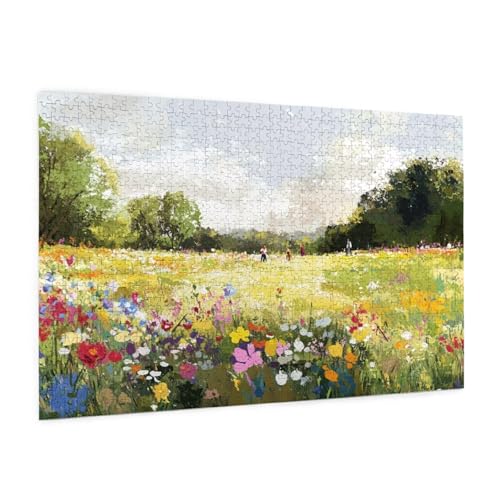 Landschaft Puzzle 1000 Teile Erwachsene Puzzle Gras Muster Design mit Geschenkbox-Verpackung als Geschenk für Frauen, Anspruchsvolle Familienaktivität für Anfänger, Zimmer Deko 75 x 50 cm -238y von Zyupwjyy