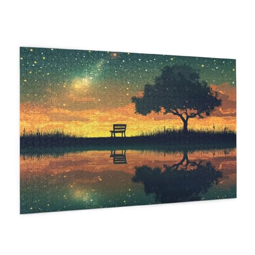 Landschaft Puzzle 1000 Teile Erwachsene Puzzle Nordlicht Muster Design mit Geschenkbox-Verpackung als Geschenk für Frauen, Anspruchsvolle Familienaktivität für Anfänger, Zimmer Deko 75 x 50 cm -1906y von Zyupwjyy