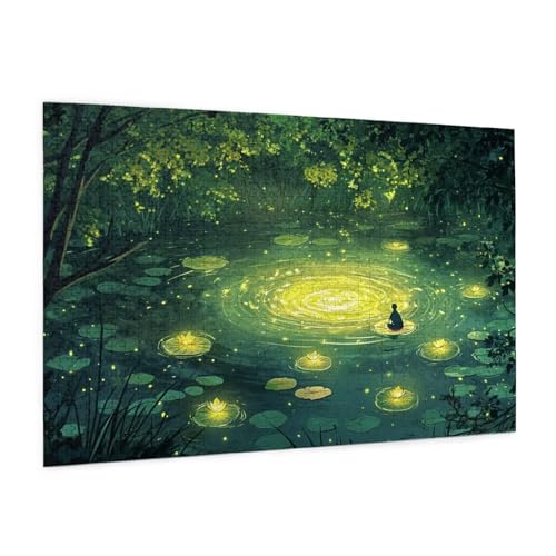 Landschaft Puzzle 1000 Teile Erwachsene Puzzle Teich Muster Design mit Geschenkbox-Verpackung als Geschenk für Frauen, Anspruchsvolle Familienaktivität für Anfänger, Zimmer Deko 75 x 50 cm -1908y von Zyupwjyy