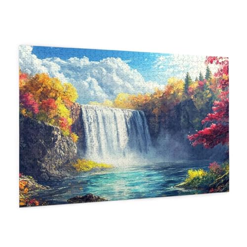 Landschaft Puzzle 1000 Teile Erwachsene Puzzle Wasserfall Muster Design mit Geschenkbox-Verpackung als Geschenk für Frauen, Anspruchsvolle Familienaktivität für Anfänger,Zimmer Deko 75 x 50 cm -1928y von Zyupwjyy