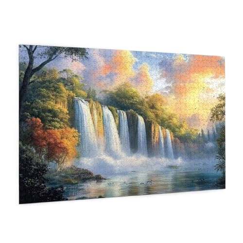 Landschaft Puzzle 2000 Teile Erwachsene Puzzle Wasserfall Muster Design mit Geschenkbox-Verpackung als Geschenk für Frauen, Anspruchsvolle Familienaktivität für Anfänger,Zimmer Deko 99 x 70 cm -1929y von Zyupwjyy