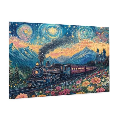 Landschaft Puzzle 300 Teile Erwachsene Puzzle Zug Muster Design mit Geschenkbox-Verpackung als Geschenk für Frauen, Anspruchsvolle Familienaktivität für Anfänger, Zimmer Deko 40 x 28 cm -713y von Zyupwjyy