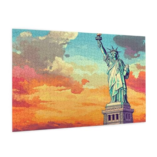 Landschaft Puzzle 5000 Teile Erwachsene Puzzle Freiheitsstatue Muster mit Geschenkbox-Verpackung als Geschenk für Frauen, Anspruchsvolle Familienaktivität für Anfänger, Zimmer Deko 105x156 cm -1956y von Zyupwjyy