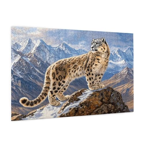 Leopard Puzzle 300 Teile Erwachsene Puzzle Schneeberg Muster Design mit Geschenkbox-Verpackung als Geschenk für Frauen, Anspruchsvolle Familienaktivität für Anfänger, Zimmer Deko 40 x 28 cm -1153y von Zyupwjyy