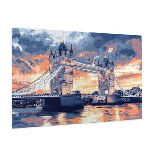 London Puzzle 2000 Teile Erwachsene Puzzle Brücke Muster Design mit Geschenkbox-Verpackung als Geschenk für Frauen, Anspruchsvolle Familienaktivität für Anfänger, Zimmer Deko 99 x 70 cm -2045y von Zyupwjyy