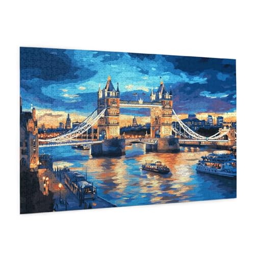 London Puzzle 2000 Teile Erwachsene Puzzle Landschaft Muster Design mit Geschenkbox-Verpackung als Geschenk für Frauen, Anspruchsvolle Familienaktivität für Anfänger, Zimmer Deko 99 x 70 cm -2042y von Zyupwjyy