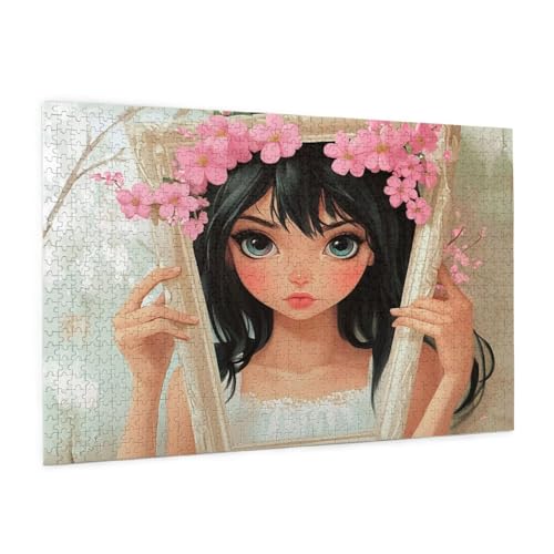 Mädchen Puzzle 1000 Teile Erwachsene Puzzle Blume Muster Design mit Geschenkbox-Verpackung als Geschenk für Frauen, Anspruchsvolle Familienaktivität für Anfänger, Zimmer Deko 75 x 50 cm -2194y von Zyupwjyy
