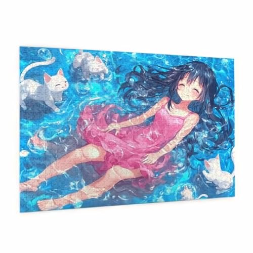 Mädchen Puzzle 1000 Teile Erwachsene Puzzle Katze Muster Design mit Geschenkbox-Verpackung als Geschenk für Frauen, Anspruchsvolle Familienaktivität für Anfänger, Zimmer Deko 75 x 50 cm -2199y von Zyupwjyy