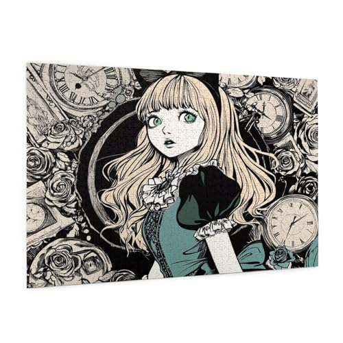 Mädchen Puzzle 1000 Teile Erwachsene Puzzle Uhr Muster Design mit Geschenkbox-Verpackung als Geschenk für Frauen, Anspruchsvolle Familienaktivität für Anfänger, Zimmer Deko 75 x 50 cm -2203y von Zyupwjyy