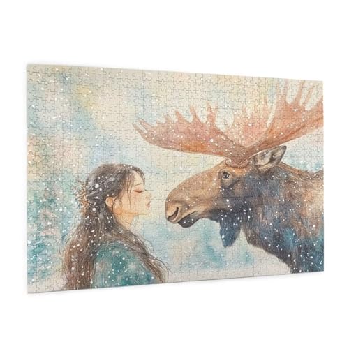 Mädchen Puzzle 300 Teile Erwachsene Puzzle REH Muster Design mit Geschenkbox-Verpackung als Geschenk für Frauen, Anspruchsvolle Familienaktivität für Erwachsene Anfänger,Zimmer Deko 40 x 28 cm -2198y von Zyupwjyy