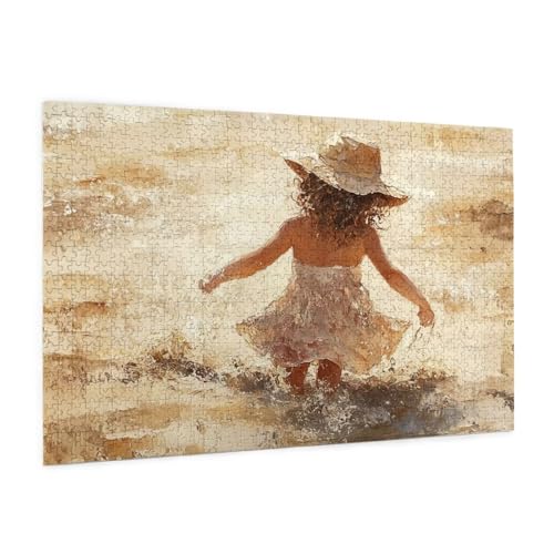 Mädchen Puzzle 5000 Teile Erwachsene Puzzle Strand Muster Design mit Geschenkbox-Verpackung als Geschenk für Frauen, Anspruchsvolle Familienaktivität für Anfänger, Zimmer Deko 105 x 156 cm -2193y von Zyupwjyy