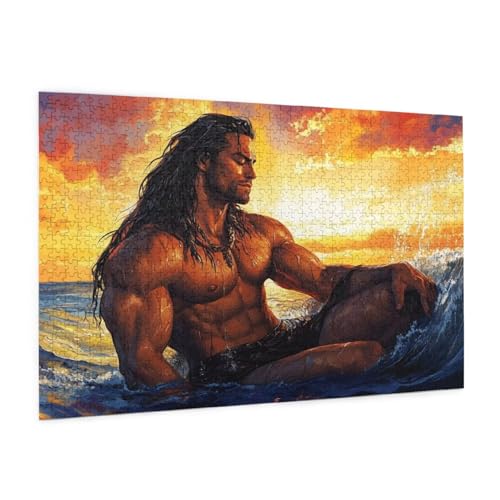 Mann Puzzle 2000 Teile Erwachsene Puzzle Meer Muster Design mit Geschenkbox-Verpackung als Geschenk für Frauen, Anspruchsvolle Familienaktivität für Erwachsene Anfänger, Zimmer Deko 99 x 70 cm -2175y von Zyupwjyy