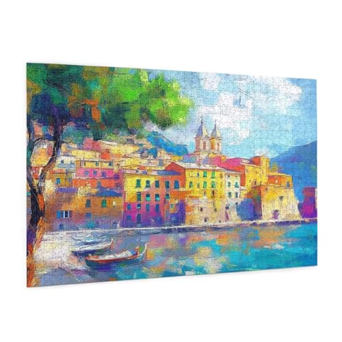 Meer Puzzle 300 Teile Erwachsene Puzzle Stadt Muster Design mit Geschenkbox-Verpackung als Geschenk für Frauen, Anspruchsvolle Familienaktivität für Erwachsene Anfänger, Zimmer Deko 40 x 28 cm -1610y von Zyupwjyy