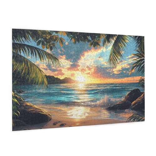 Meer Puzzle 5000 Teile Erwachsene Puzzle Kokosnussbaum Muster Design mit Geschenkbox-Verpackung als Geschenk für Frauen, Anspruchsvolle Familienaktivität für Anfänger, Zimmer Deko 105 x 156 cm -414y von Zyupwjyy