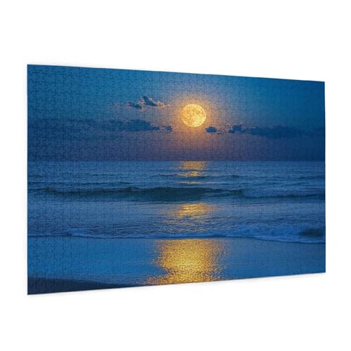 Mond Puzzle 300 Teile Erwachsene Puzzle Meer Muster Design mit Geschenkbox-Verpackung als Geschenk für Frauen, Anspruchsvolle Familienaktivität für Erwachsene Anfänger, Zimmer Deko 40 x 28 cm -1073y von Zyupwjyy