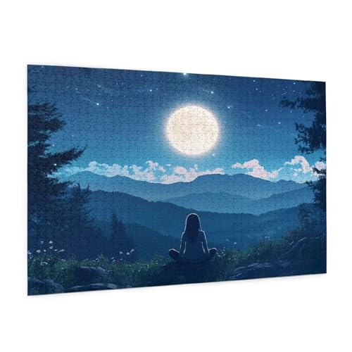 Mond Puzzle 1000 Teile Erwachsene Puzzle Landschaft Muster Design mit Geschenkbox-Verpackung als Geschenk für Frauen, Anspruchsvolle Familienaktivität für Anfänger, Zimmer Deko 75 x 50 cm -2324y von Zyupwjyy