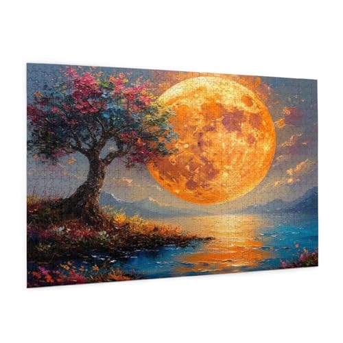 Mond Puzzles 2000 Teile Erwachsene Puzzle Baum Muster Design mit Geschenkbox-Verpackung als Geschenk für Frauen, Anspruchsvolle Familienaktivität für Erwachsene Anfänger, Zimmer Deko 99 x 70 cm -2337y von Zyupwjyy