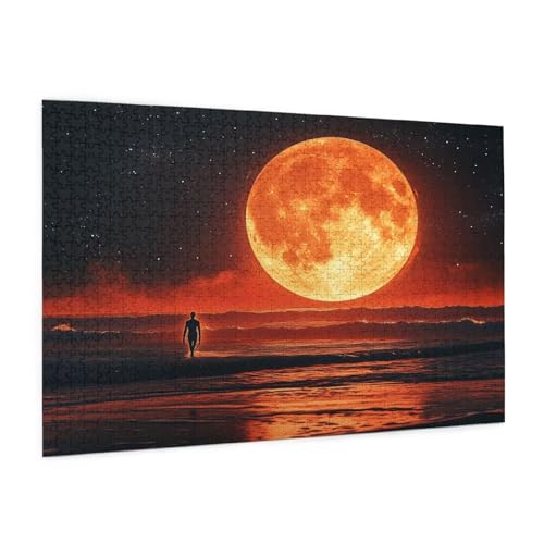 Mond Puzzles 2000 Teile Erwachsene Puzzle Landschaft Muster Design mit Geschenkbox-Verpackung als Geschenk für Frauen, Anspruchsvolle Familienaktivität für Anfänger, Zimmer Deko 99 x 70 cm -2330y von Zyupwjyy