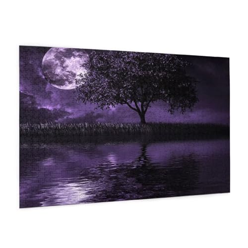 Mond Puzzles 300 Teile Erwachsene Puzzle Baum Muster Design mit Geschenkbox-Verpackung als Geschenk für Frauen, Anspruchsvolle Familienaktivität für Erwachsene Anfänger, Zimmer Deko 40 x 28 cm -2335y von Zyupwjyy