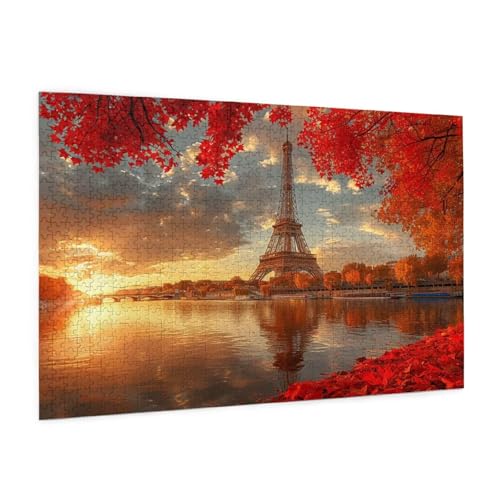 Paris Puzzle 1000 Teile Erwachsene Puzzle Landschaft Muster Design mit Geschenkbox-Verpackung als Geschenk für Frauen, Anspruchsvolle Familienaktivität für Anfänger, Zimmer Deko 75 x 50 cm -1134y von Zyupwjyy