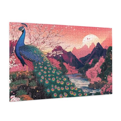 Pfau Puzzle 2000 Teile Erwachsene Puzzle Berg Muster Design mit Geschenkbox-Verpackung als Geschenk für Frauen, Anspruchsvolle Familienaktivität für Erwachsene Anfänger, Zimmer Deko 99 x 70 cm -1988y von Zyupwjyy