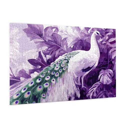 Pfau Puzzle 2000 Teile Erwachsene Puzzle Weiß Muster Design mit Geschenkbox-Verpackung als Geschenk für Frauen, Anspruchsvolle Familienaktivität für Erwachsene Anfänger, Zimmer Deko 99 x 70 cm -1982y von Zyupwjyy