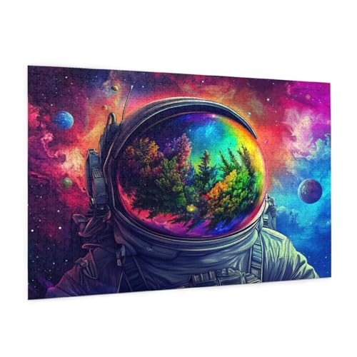 Planet Puzzle 1000 Teile Erwachsene Puzzle Astronaut Muster Design mit Geschenkbox-Verpackung als Geschenk für Frauen, Anspruchsvolle Familienaktivität für Anfänger, Zimmer Deko 75 x 50 cm -2302y von Zyupwjyy